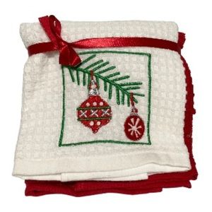 Casaba Christmas Collection Christmas Ornaments Dish Towels Kitchen Set of 2